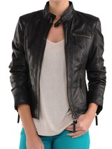 Women&#39;s Genuine Lambskin Real Leather Motorcycle Slim fit Biker Jacket -... - £90.84 GBP