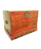 Antique Chinese Hand Painted Trunk (3416), Red Lacquer, Circa 1800-1849 - £1,023.05 GBP