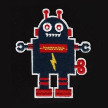 ROBOT IRON ON PATCH 3.125&quot; Navy Blue Red Kids Clothes Backpack Hat Embro... - $2.95