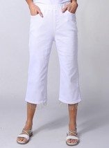 NEW Parker &amp; Rowe White Capri Jeans Pull On Elastic Waist Rhinestone Fri... - $1,307.56 MXN