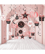 50th Birthday Party Rose Gold Hanging Swirls Ceiling Decorations 30 Coun... - £13.57 GBP