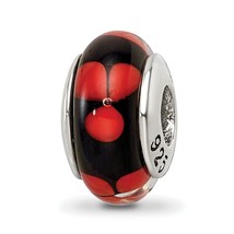 SimStars Reflections Red &amp; Black Hand Blown Glass Bead - £92.08 GBP
