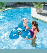 62&quot; x 37&quot; Transparent Inflatable Whale Rider Swim Pool Toy Raft Beach OR... - $19.87