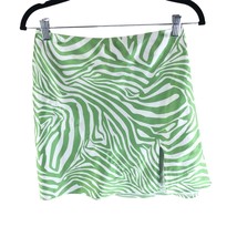 Princess Polly Clueless Mini Skirt Satin Zebra Stripe Green White 6 - £11.40 GBP