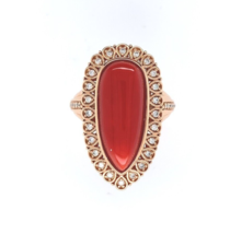 Authenticity Guarantee 
18k Rose Gold 12.05ct Genuine Natural Coral Ring with... - £2,286.20 GBP