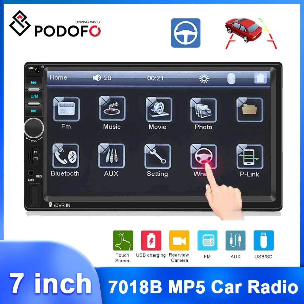 Podofo Autoradio 2 Din Car Radio 7&quot; HD Touch Screen Audio Stereo 7018B/7023B - £40.63 GBP+