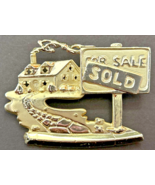 AJC Gold Tone Realtor For Sale Sold House Pin Brooch PB74 - £10.22 GBP