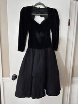 Vintage 80s Gunne Sax Dress Black Jessica McClintock Velvet Taffeta USA ... - $639.55 MXN