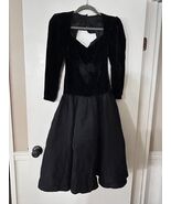 Vintage 80s Gunne Sax Dress Black Jessica McClintock Velvet Taffeta USA ... - $638.64 MXN