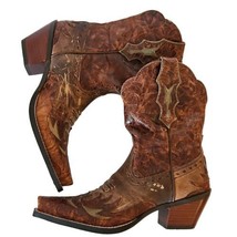 Ariat Western Boots Womens 6.5 B Dahlia Brown Leather Floral Embossed 10008781 - £60.89 GBP