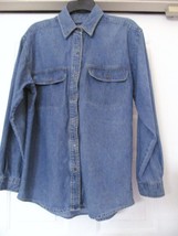 ILIO WOMEN&#39;S Blue Denim Shirt Top Blouse 100% COTTON L/S Size M - £16.99 GBP