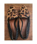 SCHUTZ Leopard Print Loafers Studded Flat Shoes Sz US 8.5 B Brown &amp; Black - $641.10 MXN