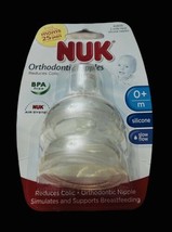 NUK Orthodontic 2pc Wide Neck Slow Flow Silicone Nipples 0mo+ Sz. 1 Germany 2010 - $24.95