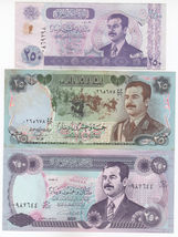 Irak, Ensemble 3 Différentes, 250, 250, 25 Dinars Billets de Banque - $11.66