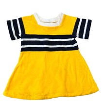Absorba France Yellow/Blue Retro Vintage Velour Baby Dress 6 Months - £15.01 GBP