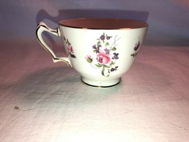 Crown Staffordshire Fine Bone China Cup F7295  Pink Roses &amp; Purple Flowers MINT - £7.86 GBP