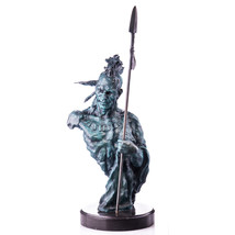 Elegant Western Bronze Statue Of An Indian Warrior With Spear And Verdigris Pati - £615.32 GBP