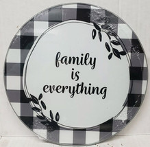 8” Round Glass Cutting Board/Trivet “Family Is Everything”Black &amp; White-SHIP24H - £7.86 GBP