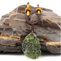 Natural Green Moldavite Crystal Stone Pendant with Free Necklace - £23.46 GBP