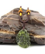 Natural Green Moldavite Crystal Stone Pendant with Free Necklace - £23.07 GBP