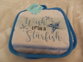 NEW Set 2 Coastal WISH UPON A STARFISH POTHOLDERS 7&quot; Blue White BEACH Decor - £13.29 GBP