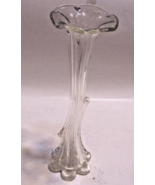 Vintage Twisted Elephant Foot Clear Glass Flower Bud Vase Tall Stretch 12&quot; - £13.41 GBP