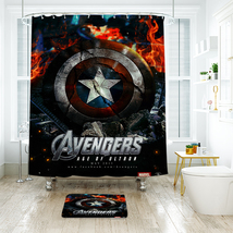 The Avengers Age Of Ultron Shower Curtain Bath Mat Bathroom Waterproof Decorativ - £18.31 GBP+
