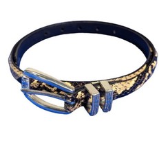 Brighton Women&#39;s Size M/30 Leather Snakeskin Belt Slim Tan Silver Buckle C3618 - £13.99 GBP