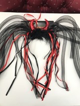 Halloween Red Devil Horns Kids Headband Head Bopper Lights Up Feathers Costume - £12.03 GBP