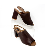 Muk Luks Womens Chocolate Brown Vegan Leather Sling back Peep Toe Heel, ... - $438.46 MXN