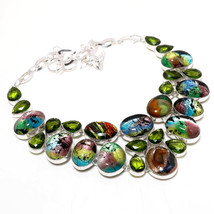 Dico Glass Peridot Gemstone Fashion Ethnic Gifted Necklace Jewelry 18&quot; SA 5103 - £11.95 GBP