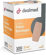 Dealmed Fabric Flexible Adhesive Bandages – 2&quot;x4&quot; 100 Count (1 Pack)  - £10.21 GBP