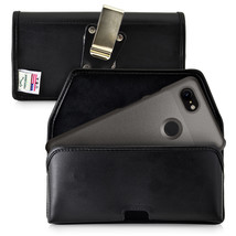 Google Pixel 3 Belt Holster Black Leather Pouch Belt Clip Case, Horizontal - £30.25 GBP