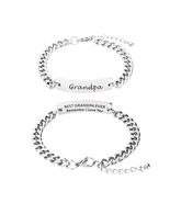 Huiuy Engraved DAD Stainless Steel Link Bracelet Silver 9 Inch - $182.68 MXN