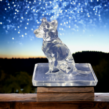 New Martinsville Glass Dog Solid Figurine German Shepherd Paperweight 5x5 in - $35.52