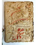 Vtg Large High Relief Embossed Die Cut Christmas Card Holly Bells Poinse... - $50.44