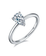 GRA Certified Pear Cut 1ct S925 Moissanite Solitaire Engagement Ring - $3,582.41 MXN