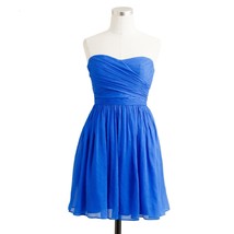 NWT J Crew Taryn Royal Blue Strapless Dress 18 Silk Chiffon  $250 Short Cocktail - £31.03 GBP