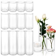 15Pcs Glass Cylinder Vase Hurricane Candle Holder Clear 3 Different Sizes Tall C - £69.53 GBP