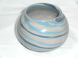 Studio Handcrafted Blue Tones Art Pottery Vase Pot 3 Inch Opening GLAZED... - $28.49