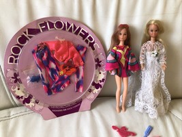 Vintage 1970 Mattel Rock Flowers Lilac &amp; Heather Dolls Moc Tie Dye Fashions - £40.18 GBP