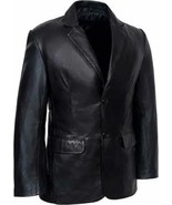 Blazer de cuero genuino de piel de cordero formal suave para hombre negr... - $235.40 CAD+