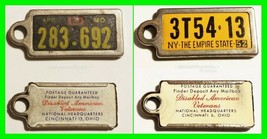 1960 Missouri &amp; 1952 New York DAV Mini License Keychain Disabled American Vet - £11.94 GBP