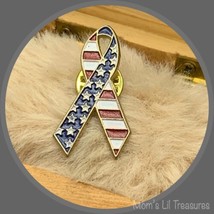 American Flag Ribbon Red White &amp; Blue Stars and Stripes Lapel Pin - £5.39 GBP