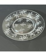 Vintage Clear Glass Salad Luncheon Plate with Etched Floral Pattern 7&quot; - $11.88