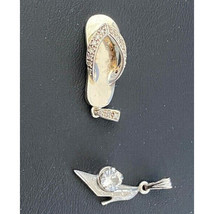 925 Sterling Silver Diamond &amp; Goshenite Shoe Charms Sky - $47.52