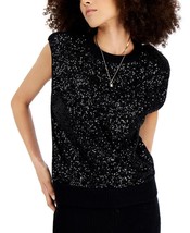 $80 Inc International Concepts Sequined Sleeveless Sweatshirt Black Size Small - £17.12 GBP