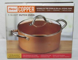 Parini Copper 5 Qt Dutch Oven W/ Top Ceramic Coating Nib EH21 - £11.98 GBP