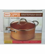 PARINI COPPER 5 QT DUTCH OVEN W/ TOP CERAMIC COATING NIB EH21 - £11.72 GBP