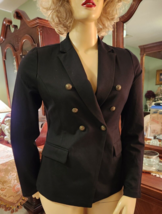 Black Doe &amp; Rae Sz L Black Breasted Blazer Jacket Career Business Profes... - £19.35 GBP